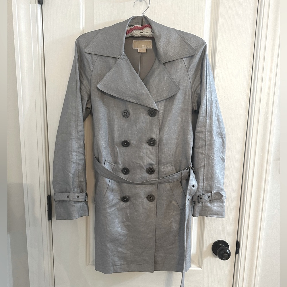 Michael Kors Silver Trench Coat  - Size XS